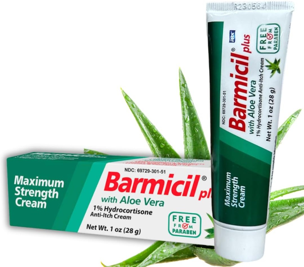 Plus Cream Skin Allergies Aloe Vera med 1% Hydrocortisone Maximum Strength Anti-Itch Innehåller 1 oz Tube (28 Grams) Relieves Skin Allergier