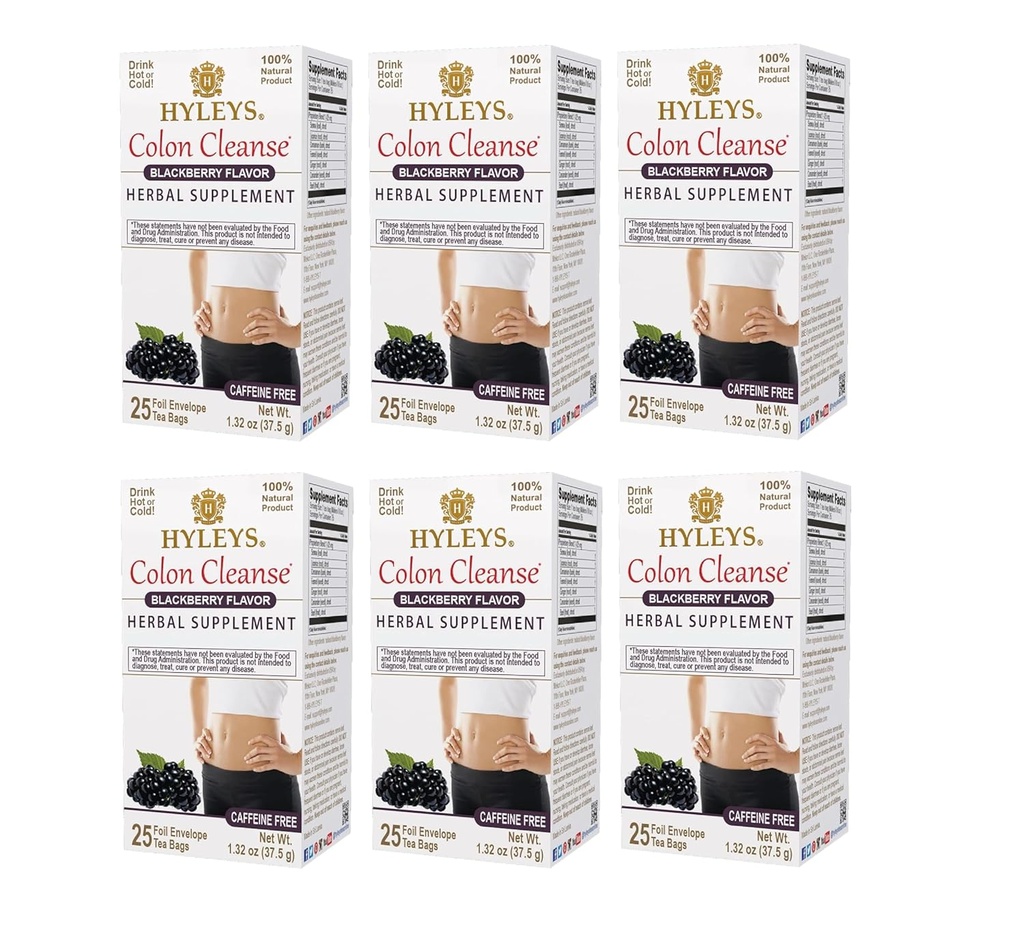 Hyleys Colon Cleanse Tea Blackberry Flavor (6 pakkaus - 150 teepussia yhteensä)