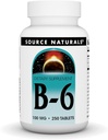 Lähde Naturals B-6-vitamiini, 100 mg Immuunijärjestelmän tuki - 250 tablettia