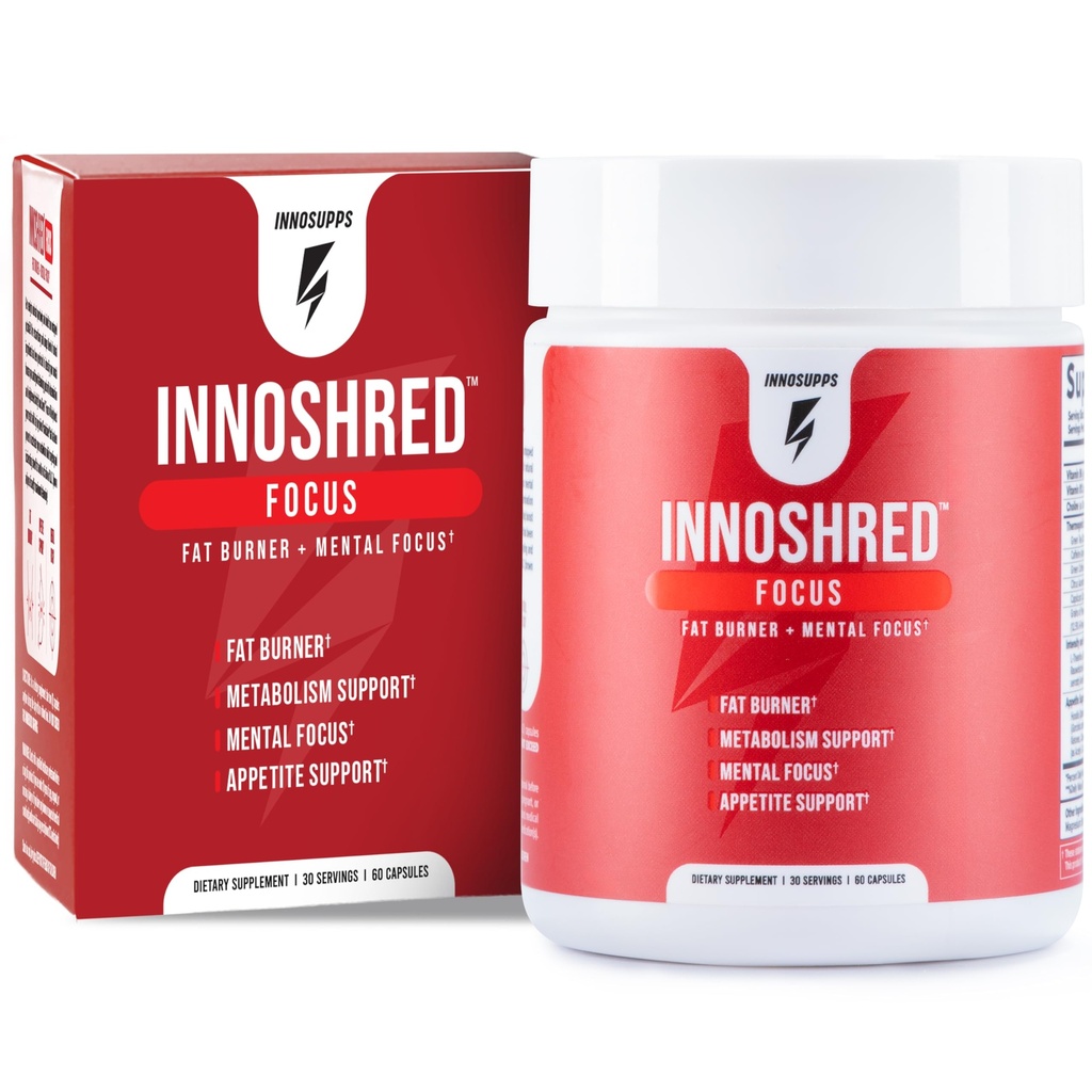 Inno Shred Focus Day Time Fat Burner, 100mg Capsimax, Grains of Paradise, Organic Caffeine, Green Tea Extract, Appetite Suppressant, Weight Loss Support, 60 Veggie Capsules (60 kapslar, med fokus)