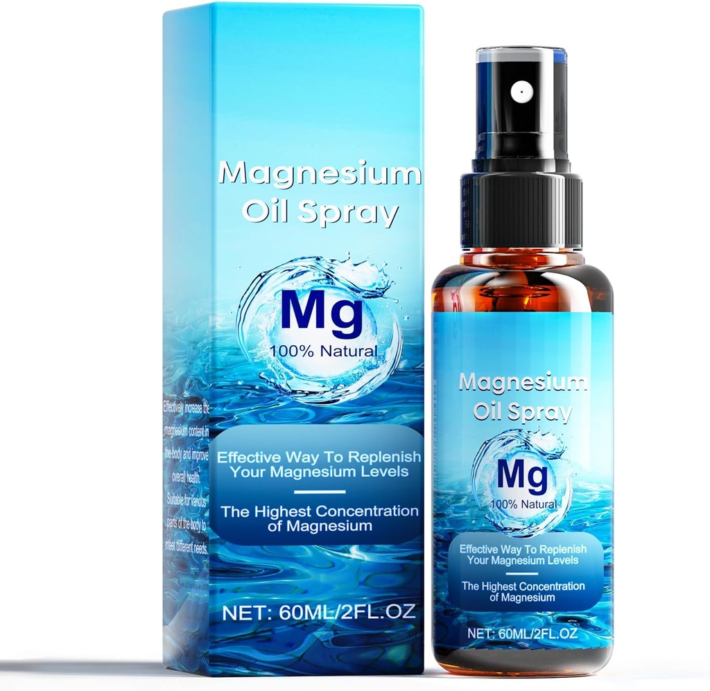 Magnesium Oil Spray, 100% ren naturlig magnesiumolja Extra styrka, 60Ml Skin & Body Organic Magnesium Chloride Oil Spray, Liquid Magnesium Skin Spray för fötter