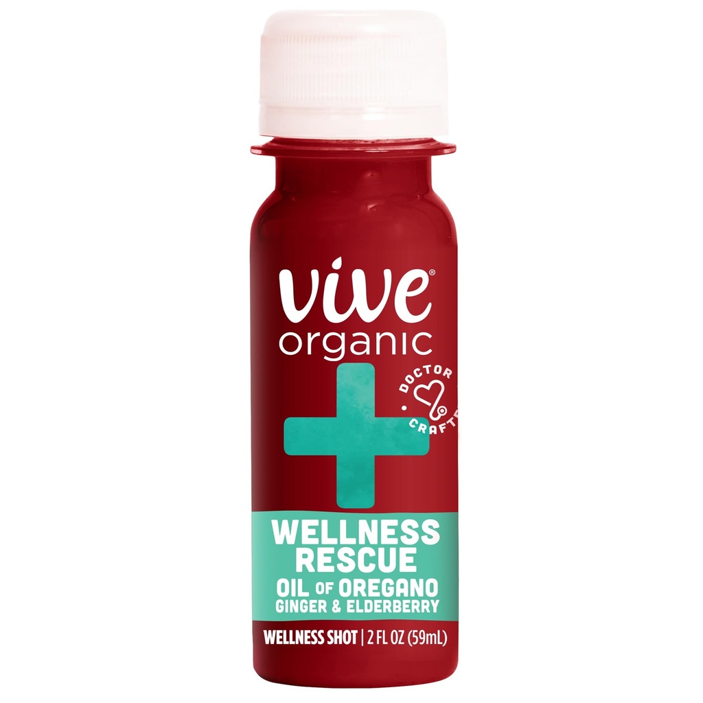 Vive Organic Wellness Rescue Shot, Inkivääri, Elderberry & Oil of Oregano, 2 Oz