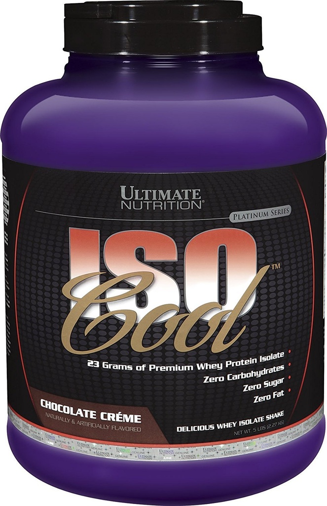 Ultimate Nutrition ISO Cool Whey Isolate Protein Powder - Keto-Friendly - Sokeri, Karb ja rasvaton - 23 gramman proteiini per tarjoilu, suklaa, 5 punta