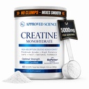 Godkänd Science Creatine Monohydrate Powder med BioPerine - Stöder Lean Muscle Growth and Recovery - 60 Servings - 5g Per Serving - Unflavored - Non-GMO, Vegan