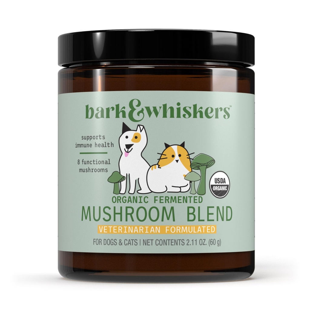 Dr Mercola Bark & Whiskers Organic Fermented Mushroom Blend - Cat & Dog Supplement - Stöder Digestive & Immune Health - Fri från Additiv, Filler & Gluten - 2.11 oz. (60 Scoops)