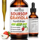 Soursop Graviola Liquid Drops for Cell Support & Regeneration, Immuuni Boost, Rentoutua, Maksa ja uni, Soursop Bitters Liquid, Sokeri/Gluteeniton, Luonnollinen Mansikka Flavor - 2 Fl Oz (60 ml) pullo