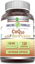 Fantastiska formler CoQ10 med BioPerine 100 Mg | Vegetariska kapslar Supplement | Icke-GMO | Glutenfri | Tillverkad i USA (1 Pack | 120 greve)
