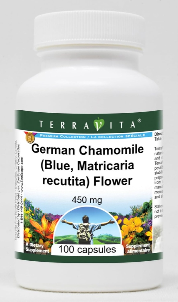 Saksan kamomilla (sininen, Matricaria recutita) Flower - 450 mg (100 kapselia, ZIN: 516213) - 3 pakkaus