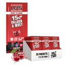 Nutritional Designs LPS Liquid Collagen & Whey Protein Supplement - non-GMO Drink, Sugar-free - edistää terve iho & hiusten miesten & naisten, kirsikka, yksi tarjoilu (25 Packets)
