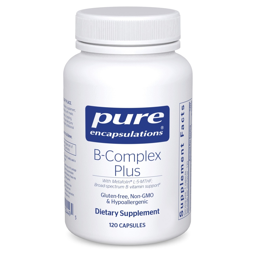 Rena inkapslingar B-Complex Plus - B Vitaminer Supplement för att stödja neurologisk hälsa, kardiovaskulär hälsa, energinivåer och nervsystemsupport * - med vitamin B12 & More - 120 kapslar
