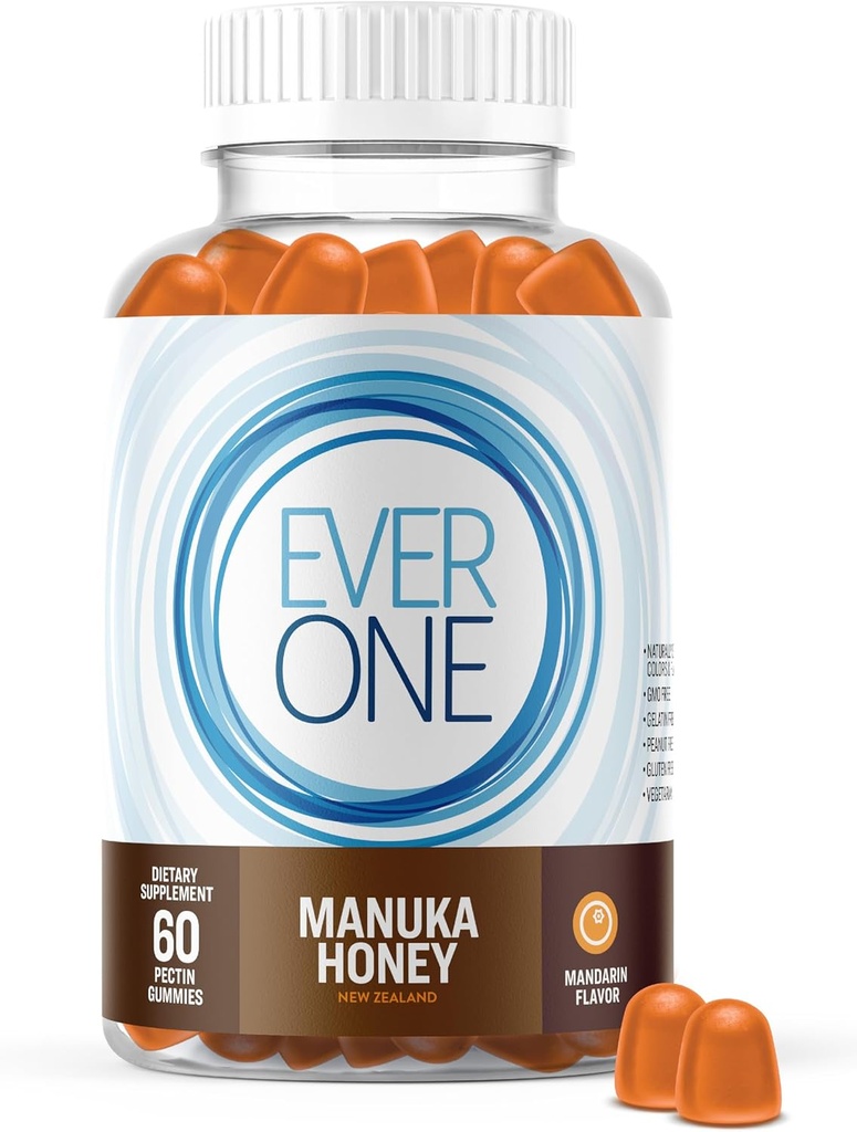Ever One Manuka Honey New Zealand Gummies - Natural Immune Support Supplement - Kasvissyöjä, Liivate - Herkullisia mandariinit Maustettu immuniteetti Gummy Vitamiinit