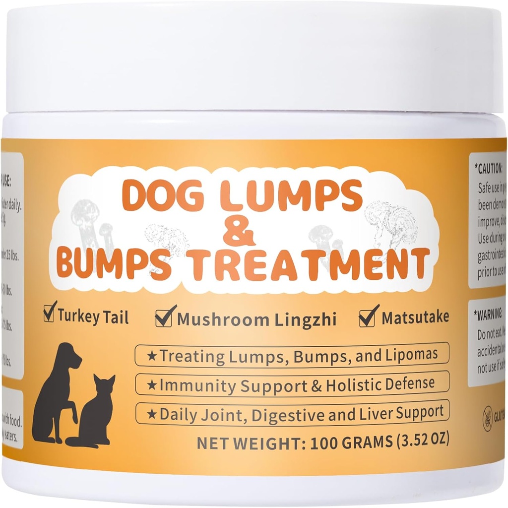 Lipoma Behandling för hundar, klumpar och stötar hundtillskott -Mushroom Powder för hundar stöd Digestive & Immune System, förbättrad rörlighet, 3,52 oz