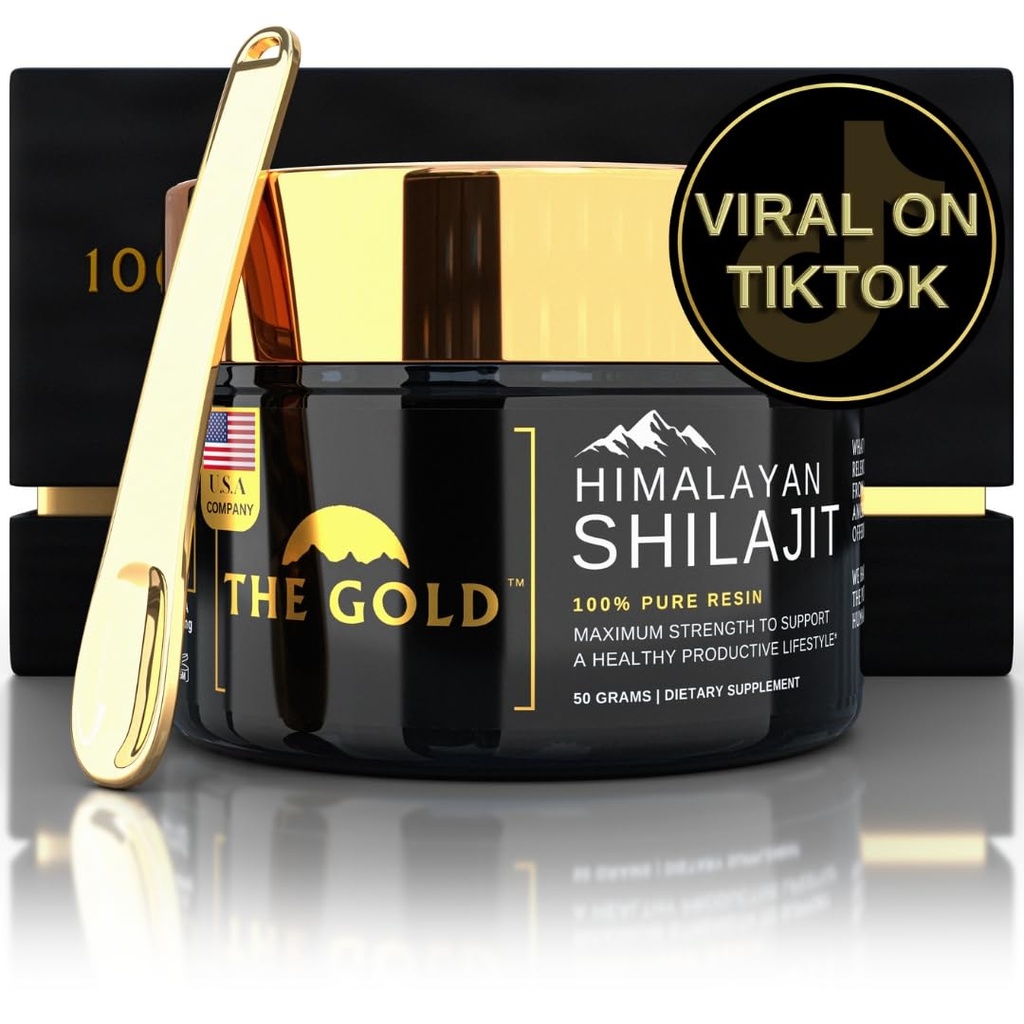 THE GOLD Shilajit Resin ... Shilajit Pure Himalajan Organic Shilajit for Men & for Women Lab Test in USA Grade A+ All Natural Dietary Supplement with Fulvic Acid + Trace Minerals 50 Grams 100 Servings
