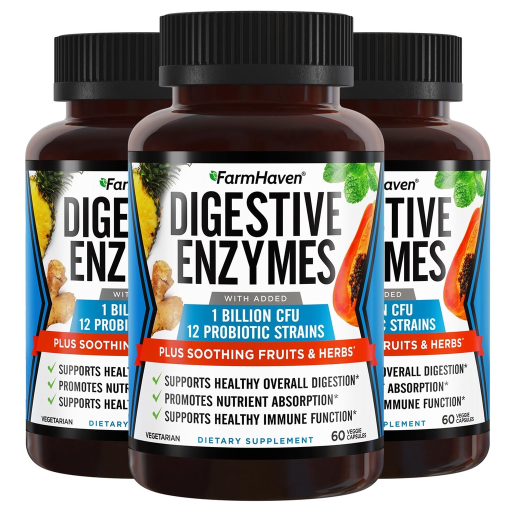 FarmHaven Dgestive Enzymes with 18 Probiootit & Yrtit 