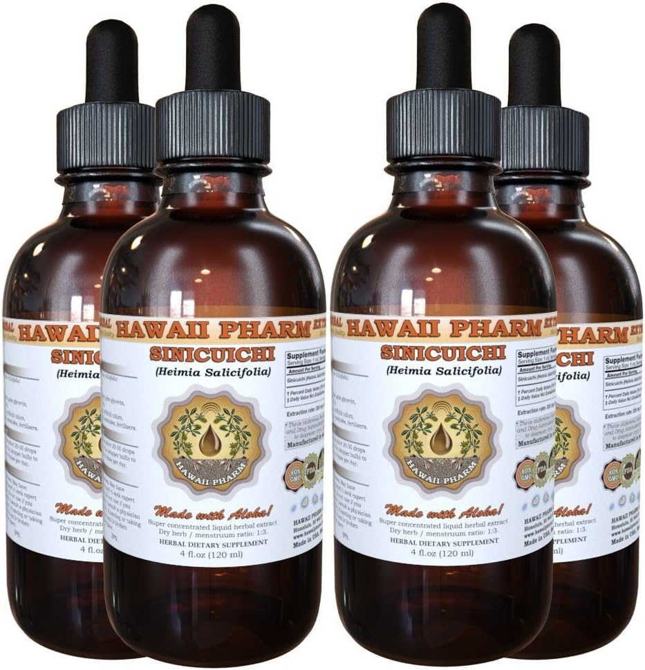 Sinicuichi Liquid Extract, Sinicuichi (Heimia Salicifolia) Tinktur, Herbal Supplement, Hawaii Pharm, Made in USA, 4x4 fl.oz