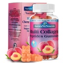 Multi Collagen Peptides Gummies, Sokeriton Hydrolysoitu 5000 mg Proteiini I, II, III, V, X kanssa Biotin Hyaluronic Acid C-vitamiini A D B6 B12 L-glutatione ihon hiukset nivelluu - persikka Gummies