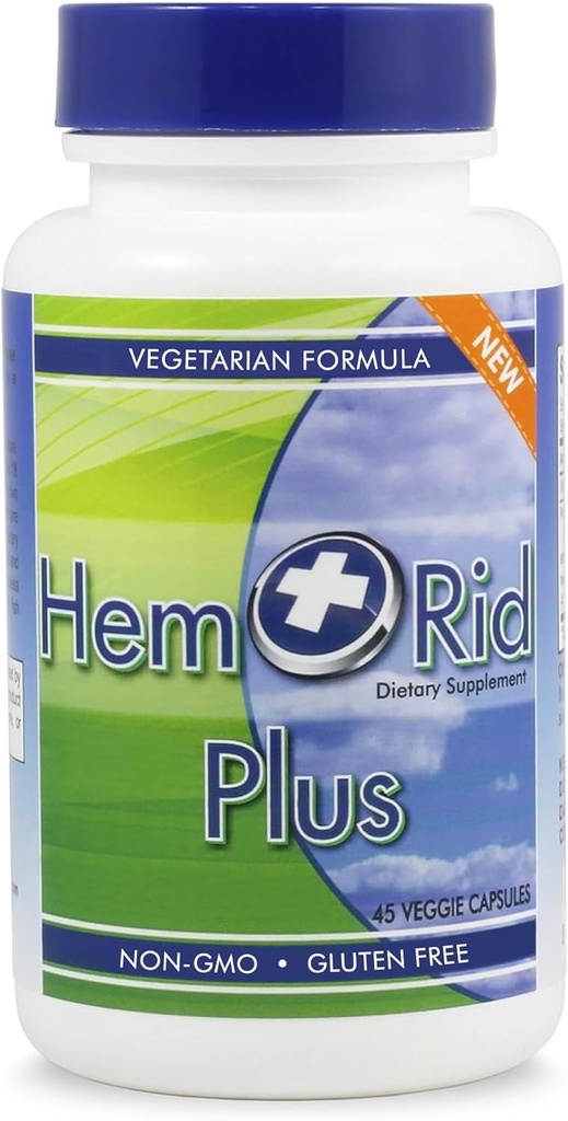 HemRid Plus Advanced Herbal Comfort Formel - 45 Veggie Capsules för förbättrad komfort och välbefinnande, med häst Chestnut, häxa Hazel & mer - Stolt tillverkad i USA