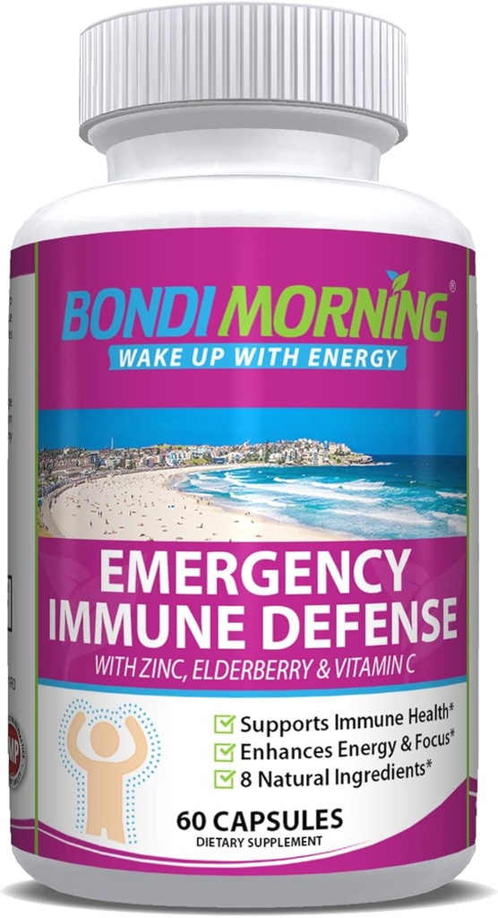 Emergency Immuniteetti Tuki vitamiineja täydentää ... C-vitamiinia sinkkitableteilla + Elderberry Extract Bolster Immunomy System Response, Ruoansulatuskanavan terveys, energia, ja Focus, 60 count
