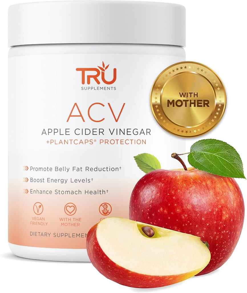 TRU lisäravinteet ACV, Apple Siideri Viinietikka, Luomu ACV äidin kanssa, parantaa digestio ja ihon terveys, 45 Tarjoilut, 1000mg