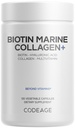 Koodaus Biotin Marine Collagen Peptides - Wild-Caught Marine Collagen Tyypit I & III, Biotin, C-vitamiinit & E, Hyaluronihappo, aminohapot, Hedelmien ja yrttien sekoitus, ei-GMO - 120 kapselia