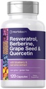 Horbäach Resveratrol Berberine Grape Seed & Quercetin | med Blueberry & Red Wine Extract | 120 kapslar | Non-GMO, Gluten Free & Vegetarian Supplement