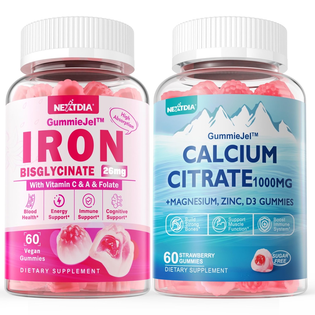 Kalciumcitrat 1000 mg fyllda gummies + järn bisglycinate 26mg