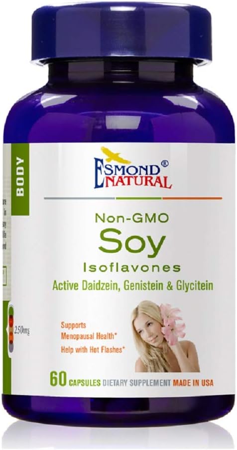 Soija Isoflavones ei-GMO (Tukee Menopausal Health & Hot Flashs), GMP, Natural Product Assn Certified, Valmistettu USA - 250 mg, 60 kapselia