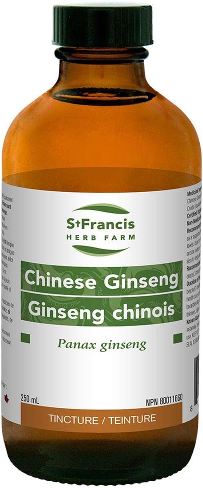 St Francis Herb Farm - Kiinalainen Ginseng (Panax ginseng, root) Certified Organic Herbal Tincture Extract ... perinteisesti käytetty kasviperäisen lääketieteen tukihoitona edistää terveellistä