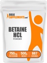 BulkSupplements.com Betaine HCl Powder - Betaine Hydrochlorothiazide Supplement, Dgestive Support - Gluteeniton, 750 mg per tarjoilu, 500g (1,1 lbs) (pakkaus 1)