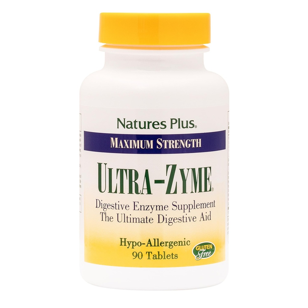 NaturesPlus Ultra-Zyme - 90 tablettia - Enzyme lisäravinteen terveellistä ruokavaliota - Gluteeniton - 45 tarjoilua