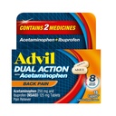 Advil Dual Action Back Pain Caplets levererar 250mg Ibuprofen och 500mg Acetaminophen Per Dose för 8 timmars ryggsmärtlindring - 18 räkna