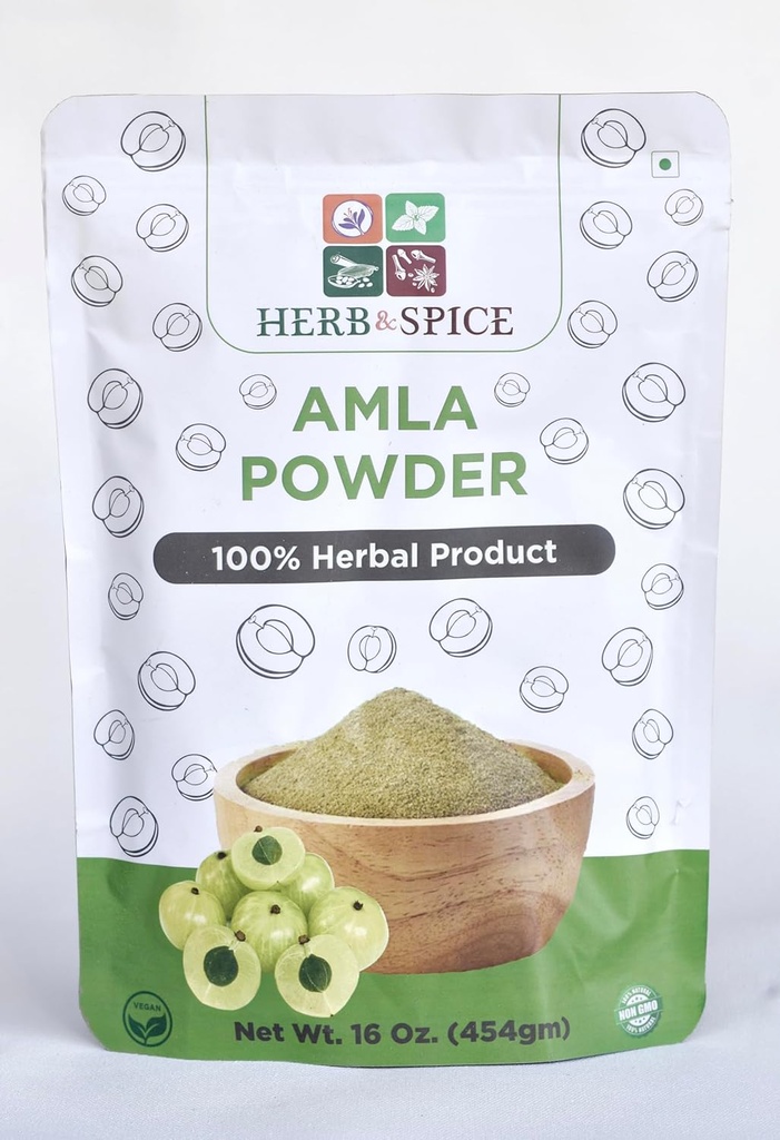 Organic Amla Powder, Lab Tested, for heavy Metals, Vegan & Gluten Free, Indian Gooseberry Powder, C-vitamiinia immuunijärjestelmään,100% Ayurvedic Superfood, Antioxidants, non-GMO 1 Lb (454 Gram)