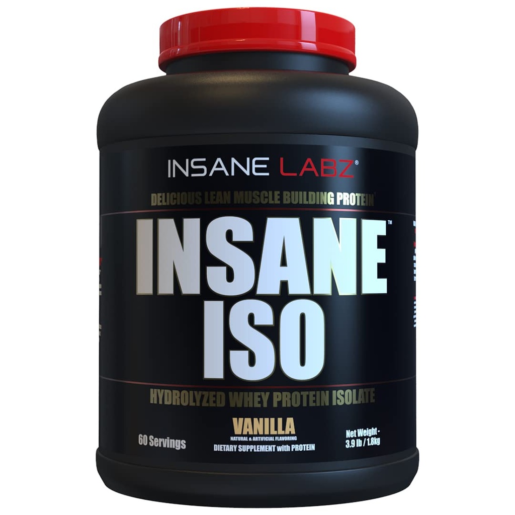 Insane Labz Insane ISO Whey Proteinpulver med 25 g Hydrolyzed Whey Isolate, 60 portioner, Vanilla