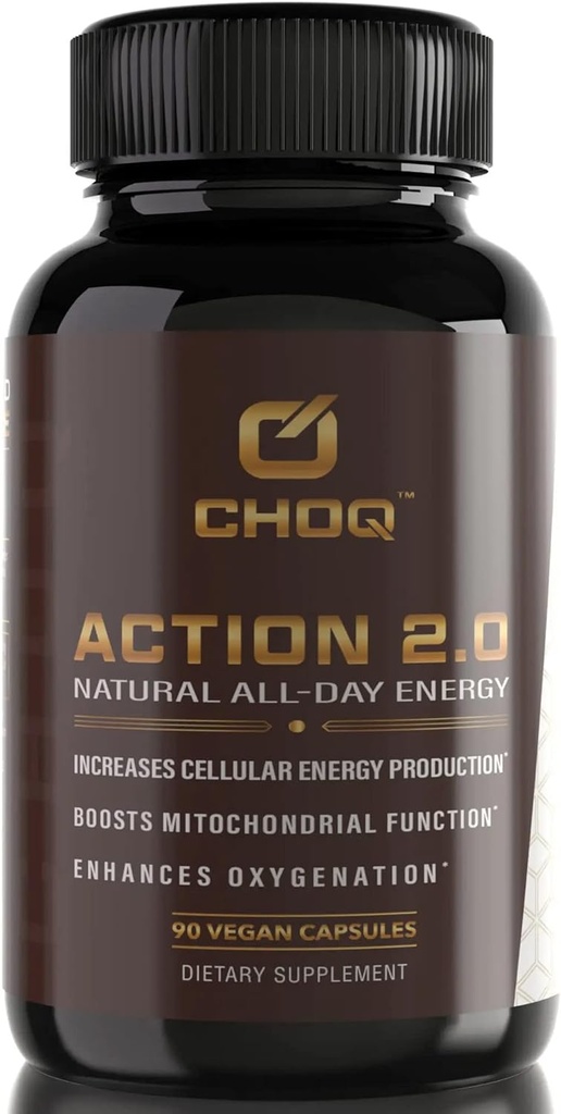 CHOQ Toiminta 2.0 Energia & Kiertoviljely tuki - Rhodiola Rosea, Beetroot & B12 täydentää - Typpioksidi Booster miesten ja naisten - Focus & Recovery - 90 kapselia