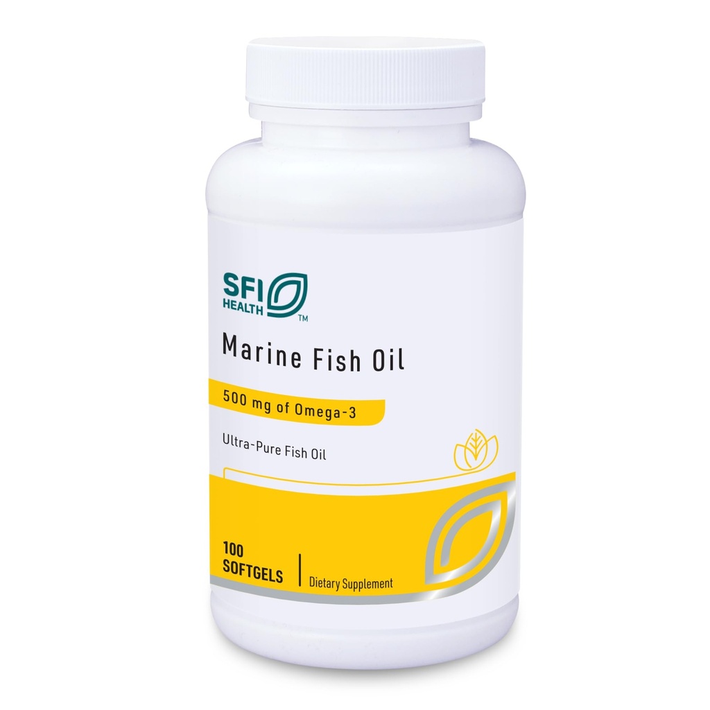 Klaire Labs SFI Health Marine Fish Oil - Ultra Pure 300 Milligramma EPA & 200 Milligramma DHA Omega 3 Mautonta kalaöljyä, jossa ei ole kalamaista makua, Kolesterolitonta & gluteenitonta (100 Softgels)