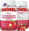 Kalium Magnesium Gummies Kaliumsitraatti 99 mg Magnesiumsitraatti 250 mg Magnesium Kaliumkompleksi täydentää, immuuni tuki, 60 vadelma Gummie 2 pakkaus