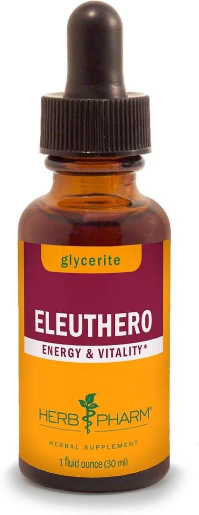 Herb Pharm Eleuthero Root Liquid Glycerite for Energy and Stamina, Alkoholiton Glycerite, 1 Fl Oz