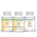 Dr Clark Store Intestine Support & Cleanse Kit - med Freeze-Dried Green Black Walnut Hulls, Wormwood och Cloves-Helps Maintain Optimum Intestinal Function - Vegetariska kapslar
