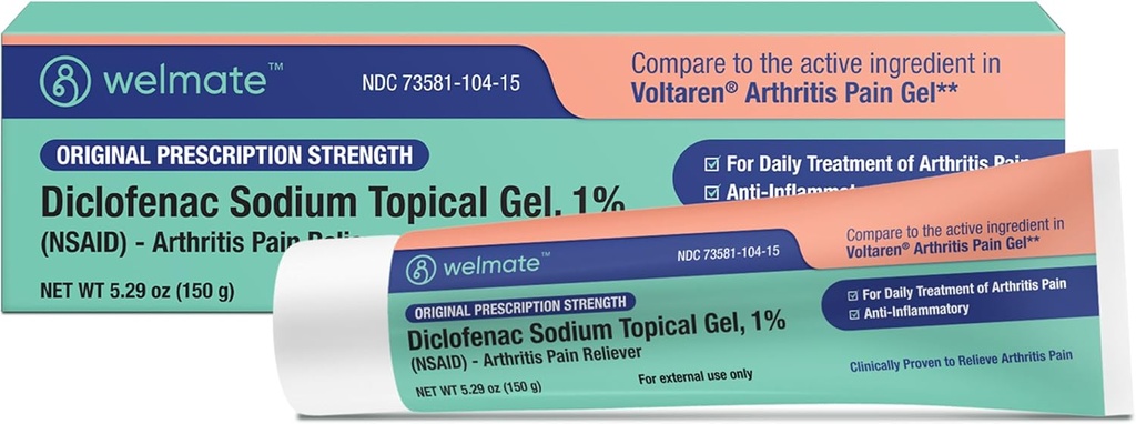 WELMATE - diklofenaakki Natriumia Uutinen Gel 1% (5.29 oz) - Niveltulehduskipua Reliever & Mobility Aid - Kipu Relief Cream/Gel