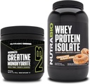 NutraBio Creatine Monohydrate, Unflavored, 150g och Whey Protein Isolate, Cinnamon Sugar Donut, Supplement Bundle - Muscle Energy, Lean Muscle Growth, Recovery och Strength