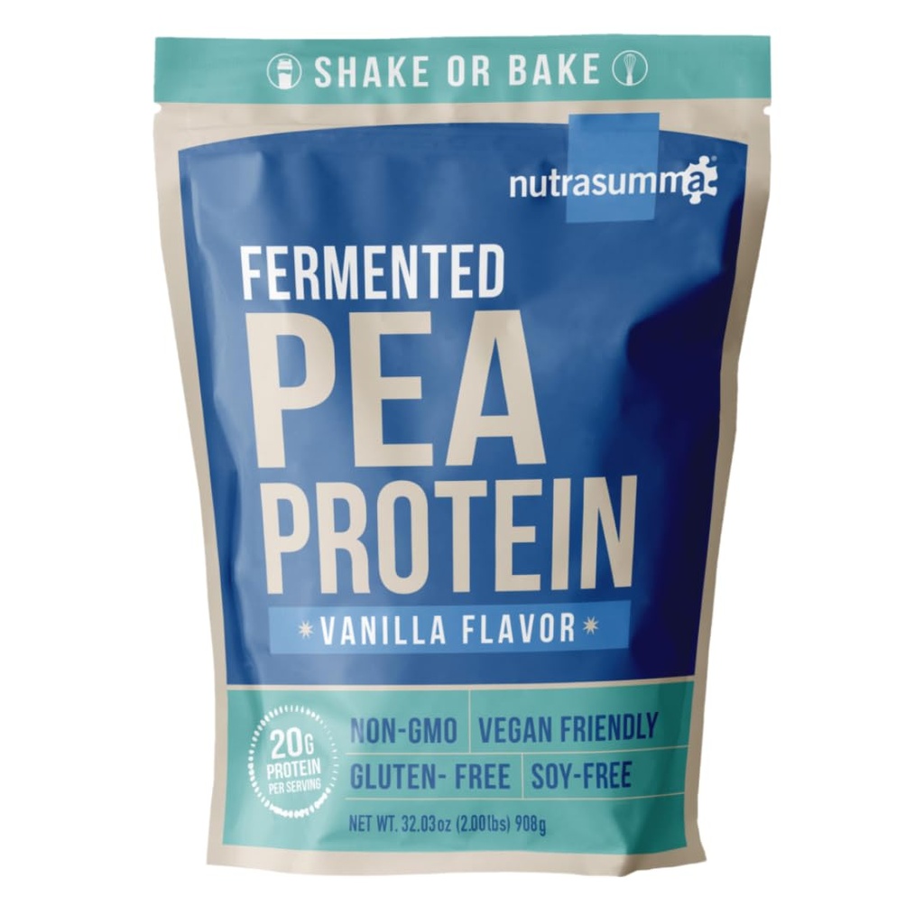 Nutrasumma Pea Protein Powder, Vanilla Vegan Maku, 100% Kasvipohjainen, ei keinotekoisia makeuttajia, ei GMO:ita, gluteeniton & soijaton, 2 LB