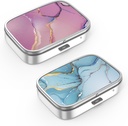 Pillerilaatikko 2 Osasto Pieni pilleri tapauksessa,Portable Pocket tai kukkaro pilleri Organizer pilleri säiliö Hold Vitamiinit, Lääkkeet, Kalaöljy ja lisäravinteet(2PCS)