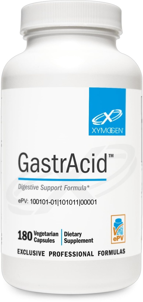 XYMOGEN GastrAcid - Betaiini HCl pepsin, L- glutamiinihapon ja Gentian juurien digestion, ravinteiden imeytymisen ja terveen mahalaukun pH - Gut Health Supplement (180 kapselia)