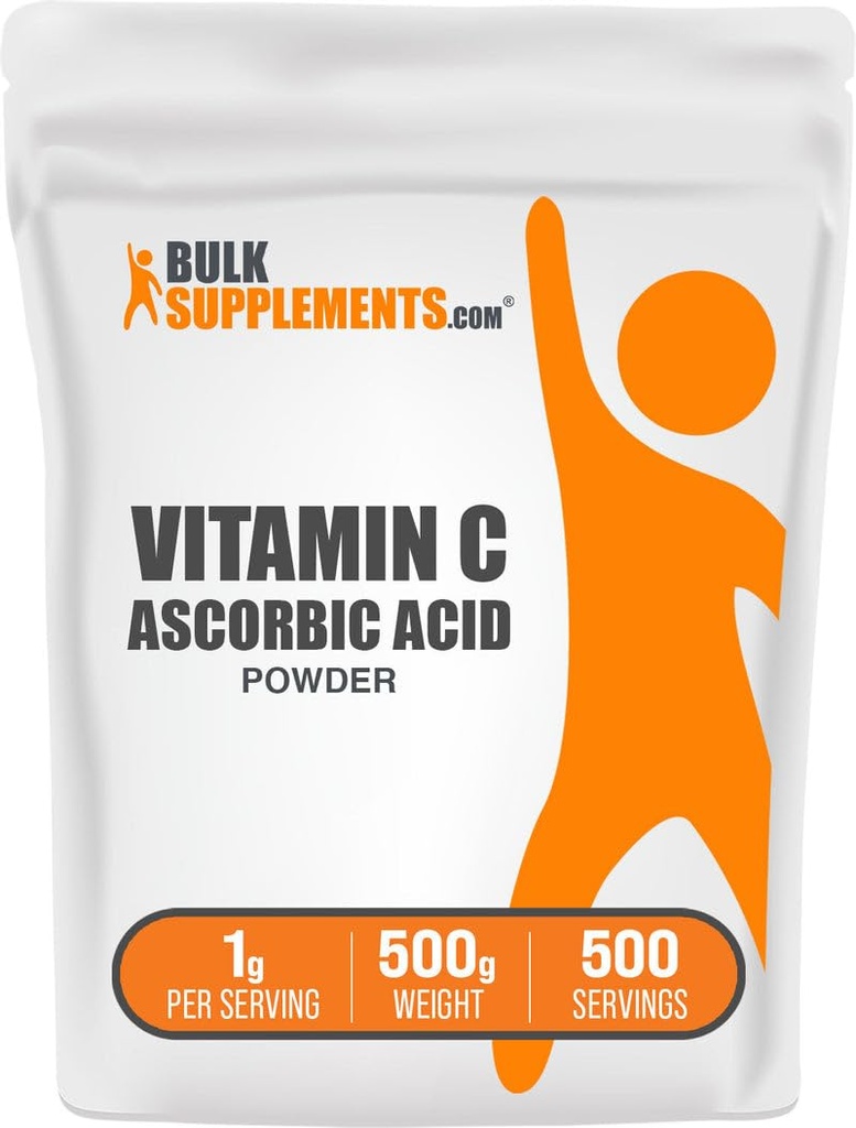 BulkSuplements.com Askorbiinihappo jauhe - C-vitamiinia täydentää, Immuunin tuki - Askorbiinihappo ruoka Grade, Gluteeniton, 1 g per tarjoilu, 500g (1,1 lbs) (pakkaus 1)