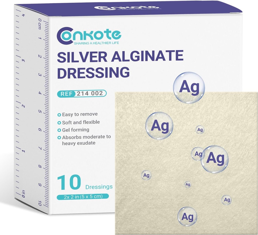 Konkote Silver Alginate Haava pukeutuminen pads 2. x 2..., 10 Pack...