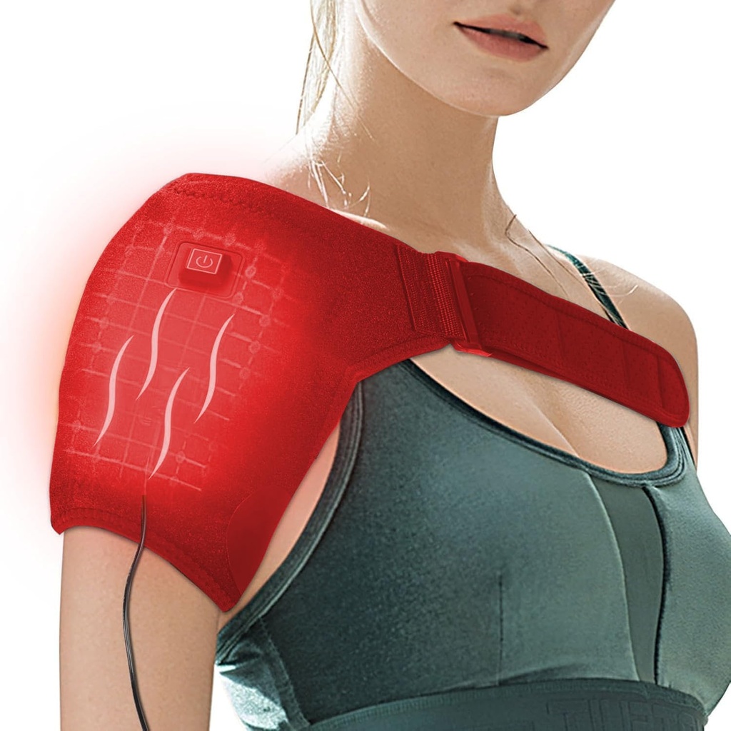 Olkapää-Lämmitys-Pad-Pad-Heated-Wrap - 3 Lämpötasot Lämmitys Pad olkapääkipu miehille Naiset jäädytetty olkapääkipu-punainen