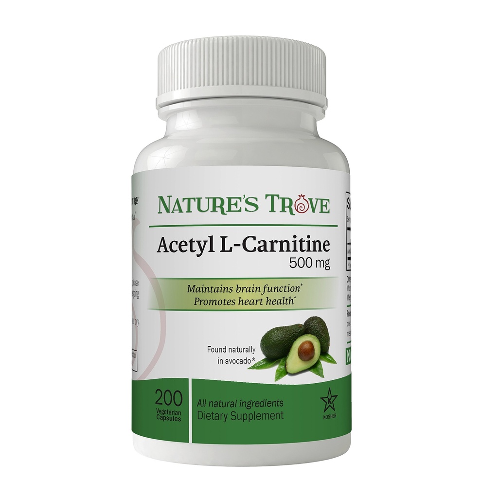 Naturens troveacetyl L-karnitin (ALCAR) 500 mg 200 vegetariska kapslar