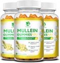 (3 Pack) 9 i 1 Mullein Gummies för Lung Cleanse & Detox, Extra Strength Mullein Leaf Extract w / Quercetin, Bromelain, Elderberry & Marshmallow för andning, Immune & Digestive, Vegan,180 Count