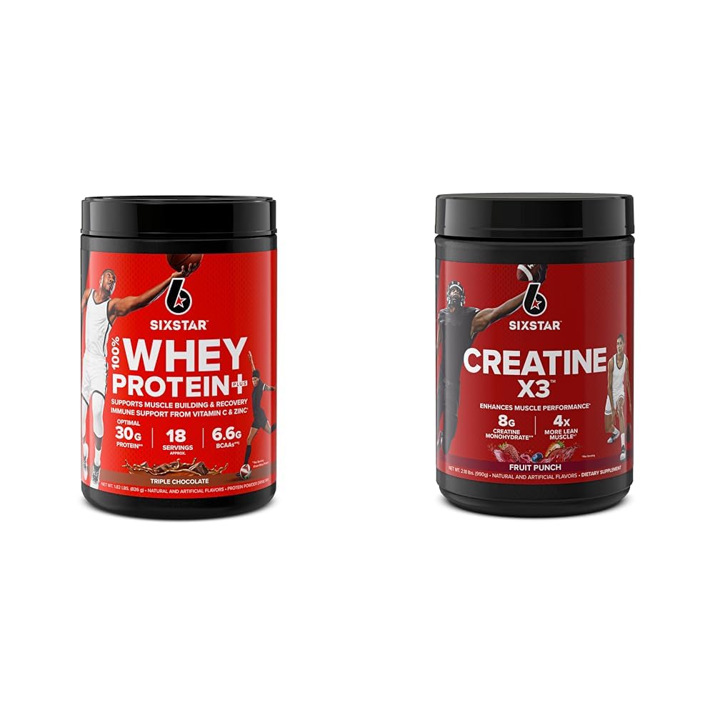 Six Star Elite Series 100% Whey Protein Plus Triple Chocolate 1.8lbs US & Creatiini Powder Creatiini X3 . Creatiini HCl + Creatiini Monohydraattijauhe