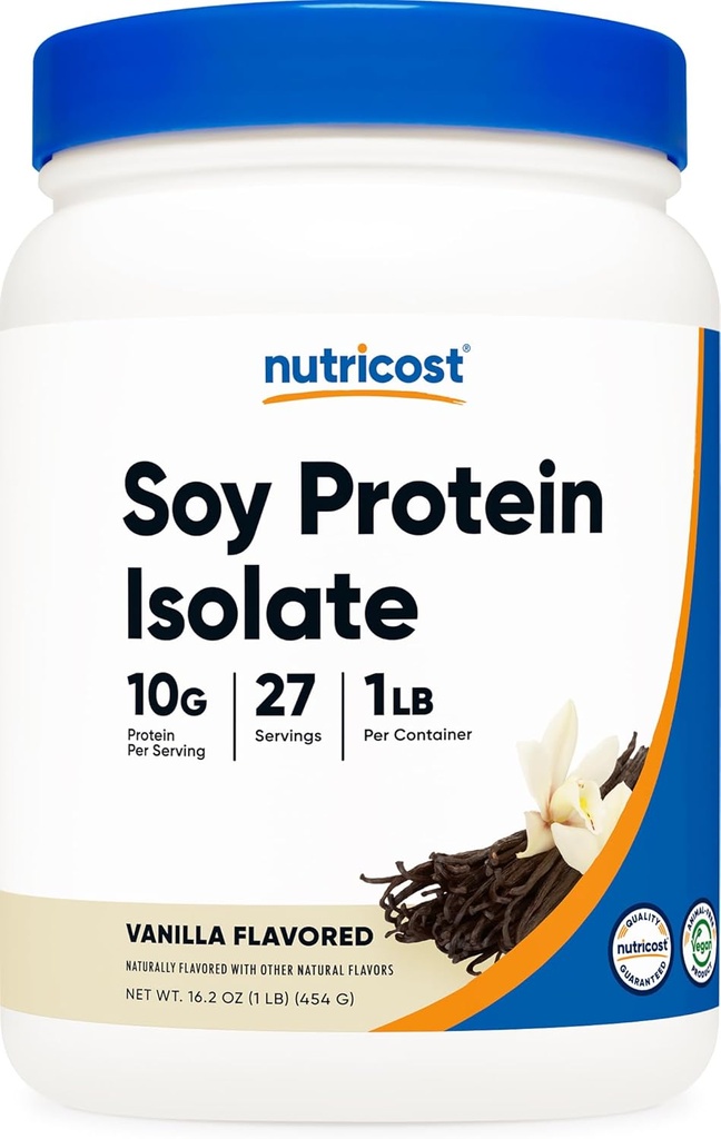 Nutricost soijaproteiini-isolaattijauhe, 1 LB vanilja - 10 grammaa proteiinia per tarjoilu, vegaaninen, GMO-vapaa ja gluteeniton